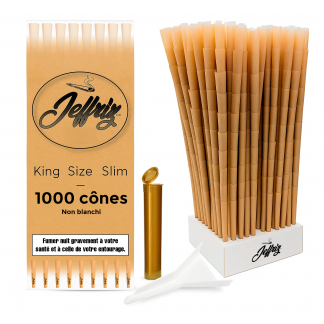 cones pre roules 1000 jeffriz king size slim 110mm papier naturel non blanchi avec filtre