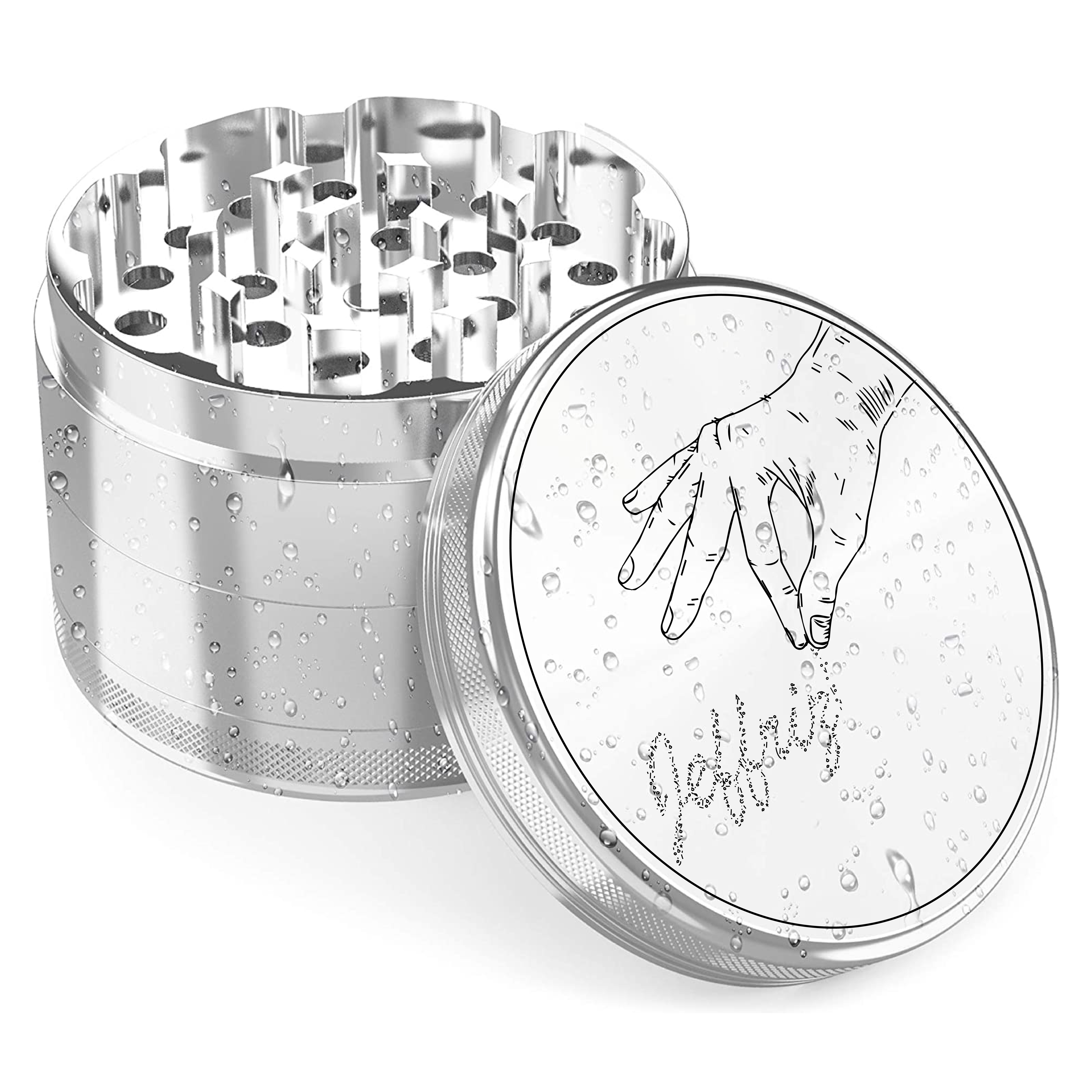 Grinder Jeffriz en aluminium anodisé gris argent 63 mm à 4 parties